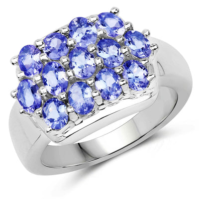2.21 Carat Genuine Tanzanite Sterling Silver Engagement Ring