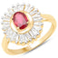 14K Yellow Gold Plated Ruby and White Topaz Cocktail Ring