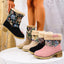 Botas de Nieve Bordadas con Flores de Estilo Étnico para Mujeres