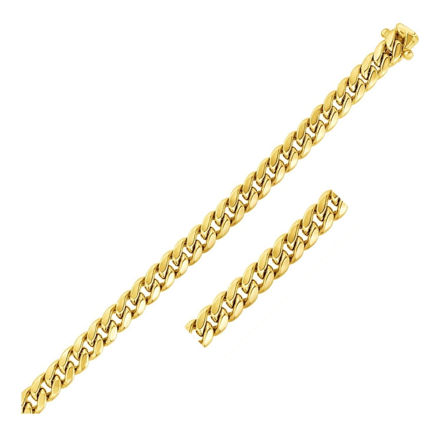 Bracelet Miami Cuban Semi-Solid en Or Jaune 10k - 7,20 mm