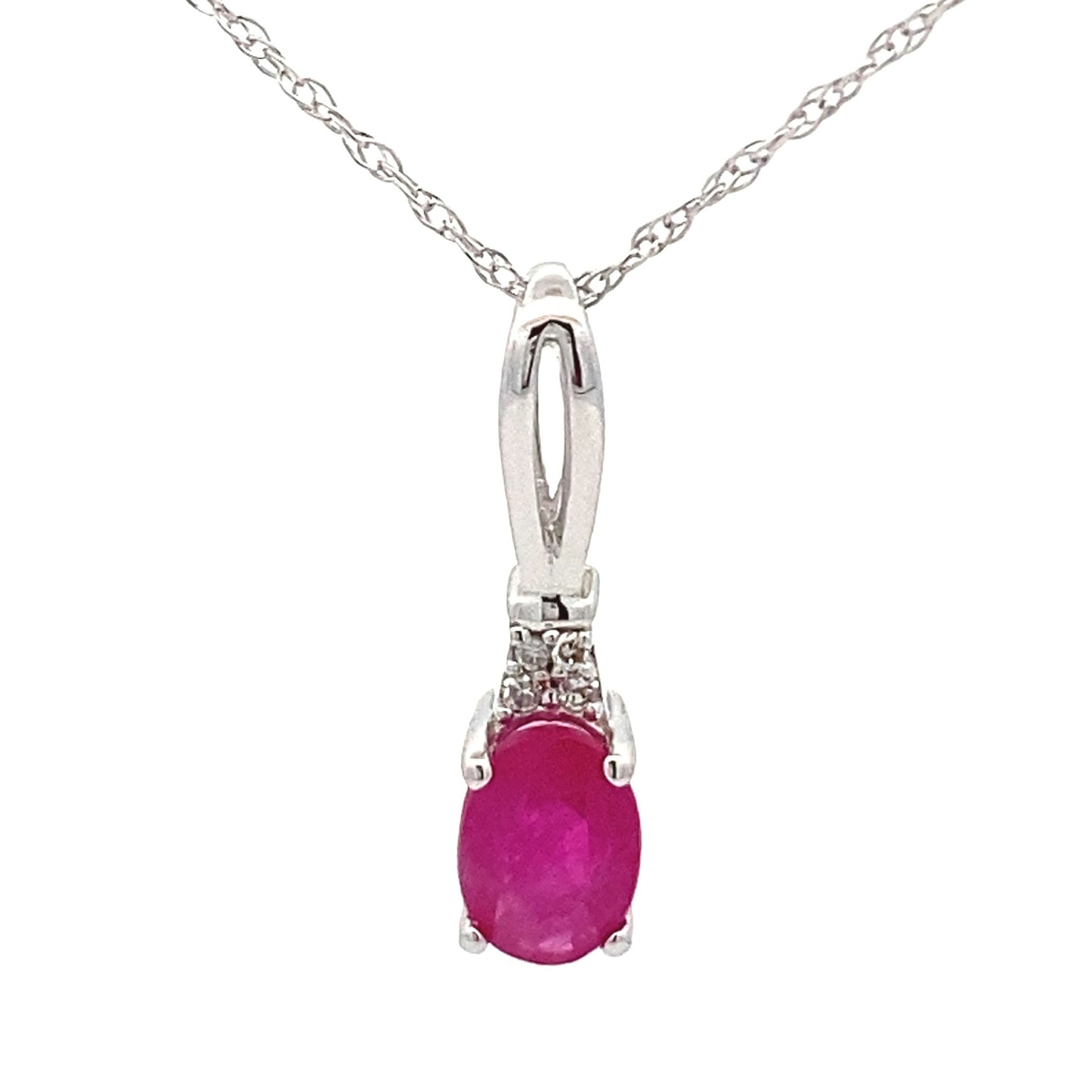 .02ct Colgante de Rubí y Diamante en Oro Blanco de 10KT