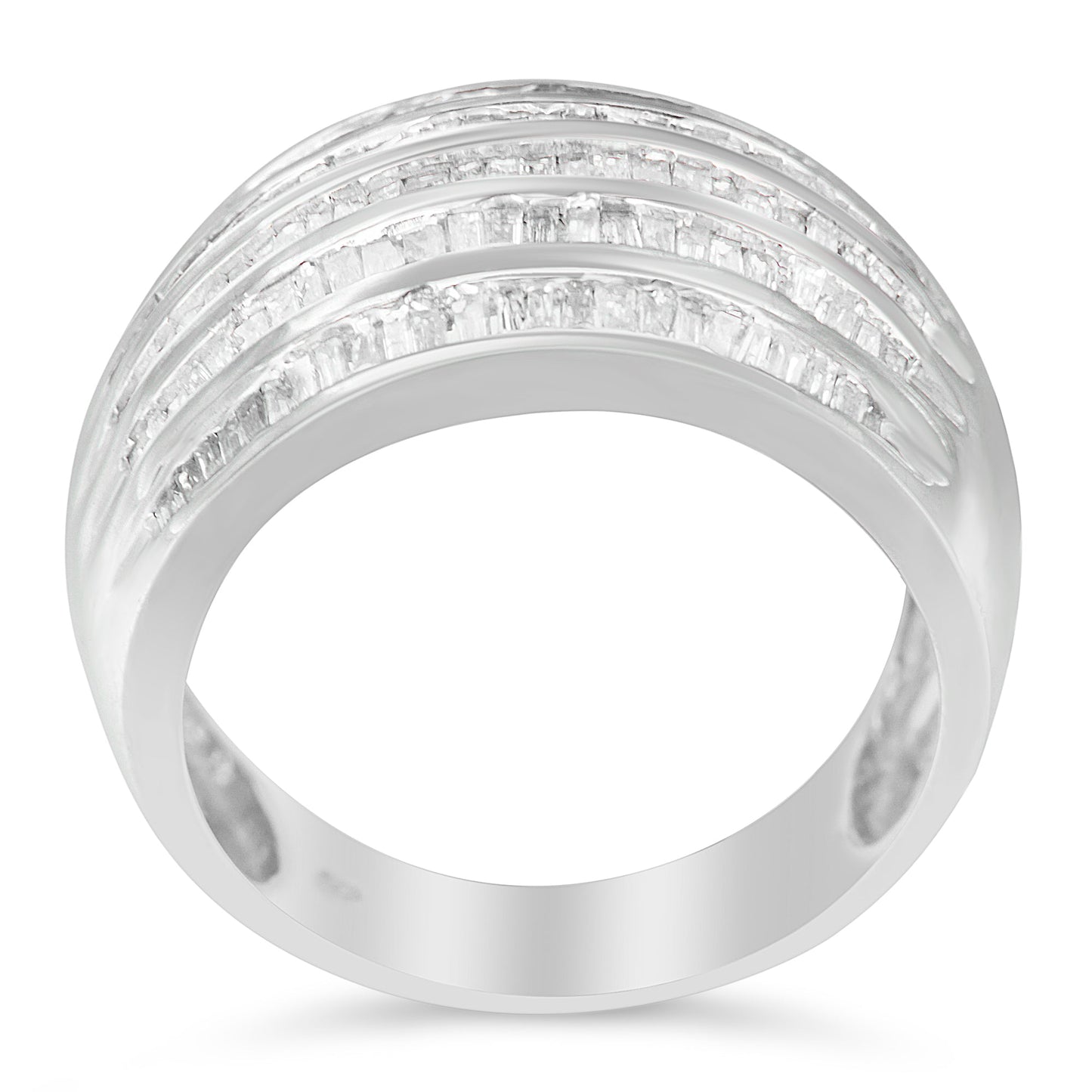 Anillo de cóctel de diamantes en corte baguette de plata esterlina .925 - Talla 6-1/2