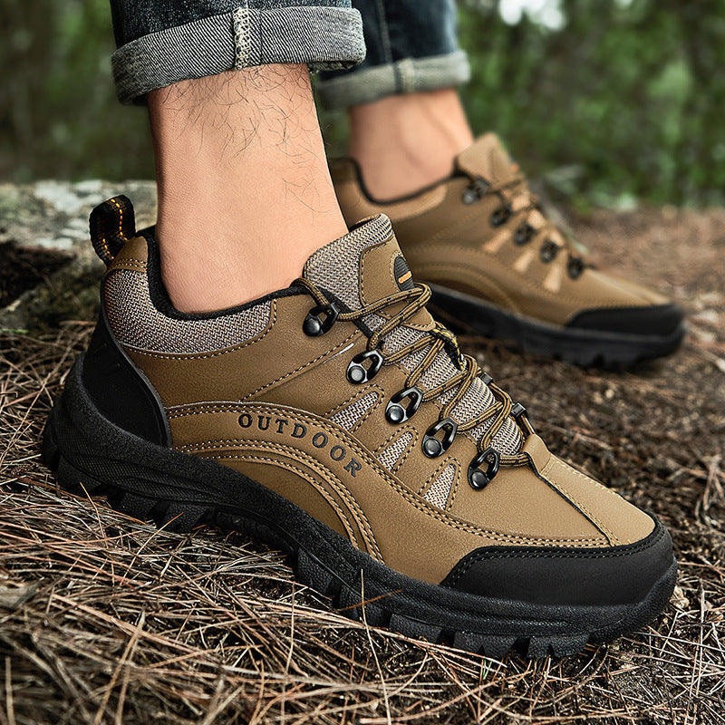 Men's Low-Top Leather Hiking Boots for Autumn & Winter