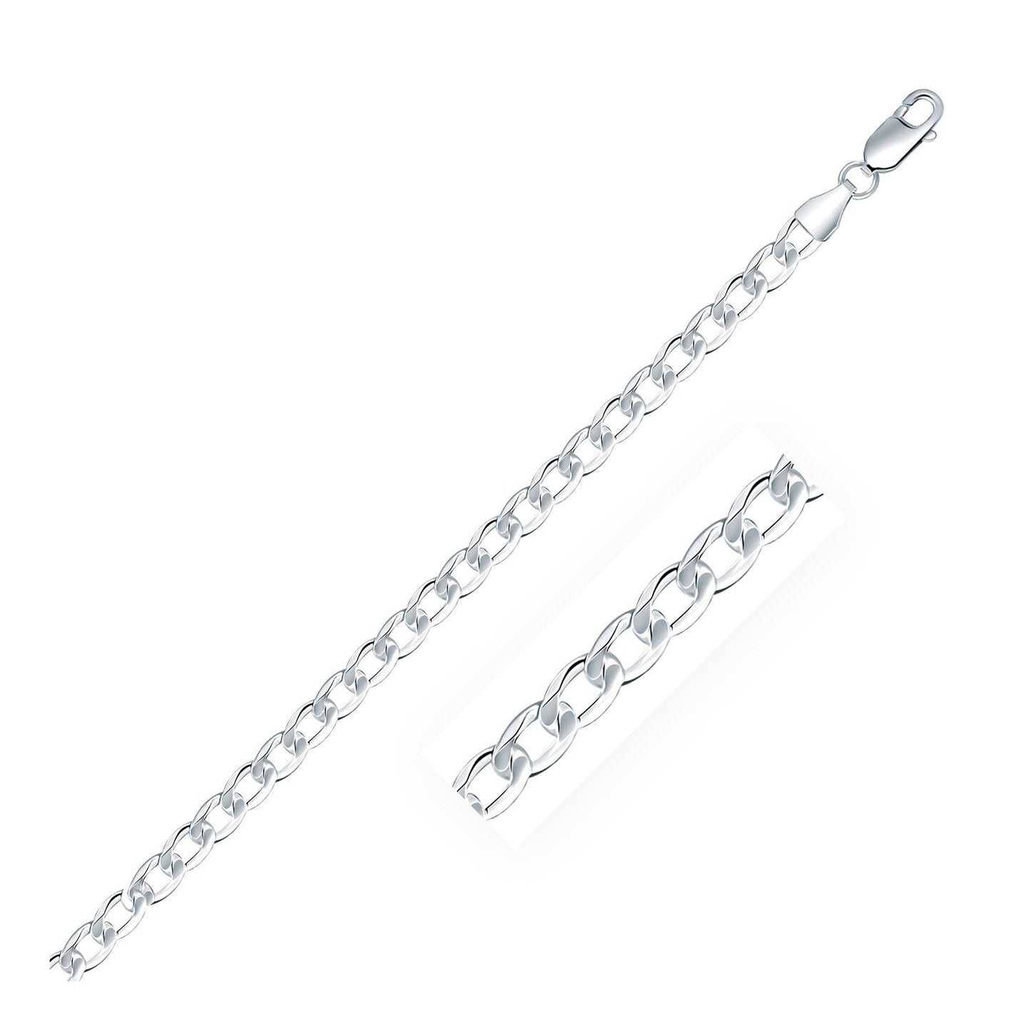Rhodium Plated Sterling Silver Curb Chain Necklace