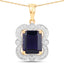 4.07 Carat Iolite and Diamond 14K Yellow Gold Pendant