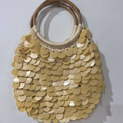 Sac à épaule en sequins naturels fait main haut de gamme pour femmes