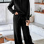 Collared Sweatshirt and High Waist Pants Active Set