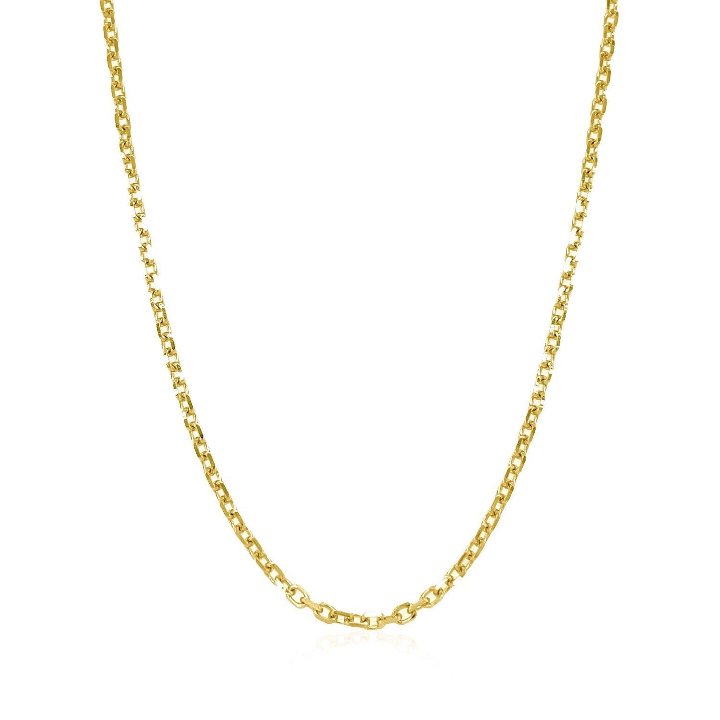 Cadena de eslabones de cable cortada con diamante de oro amarillo de 14k 1.8mm