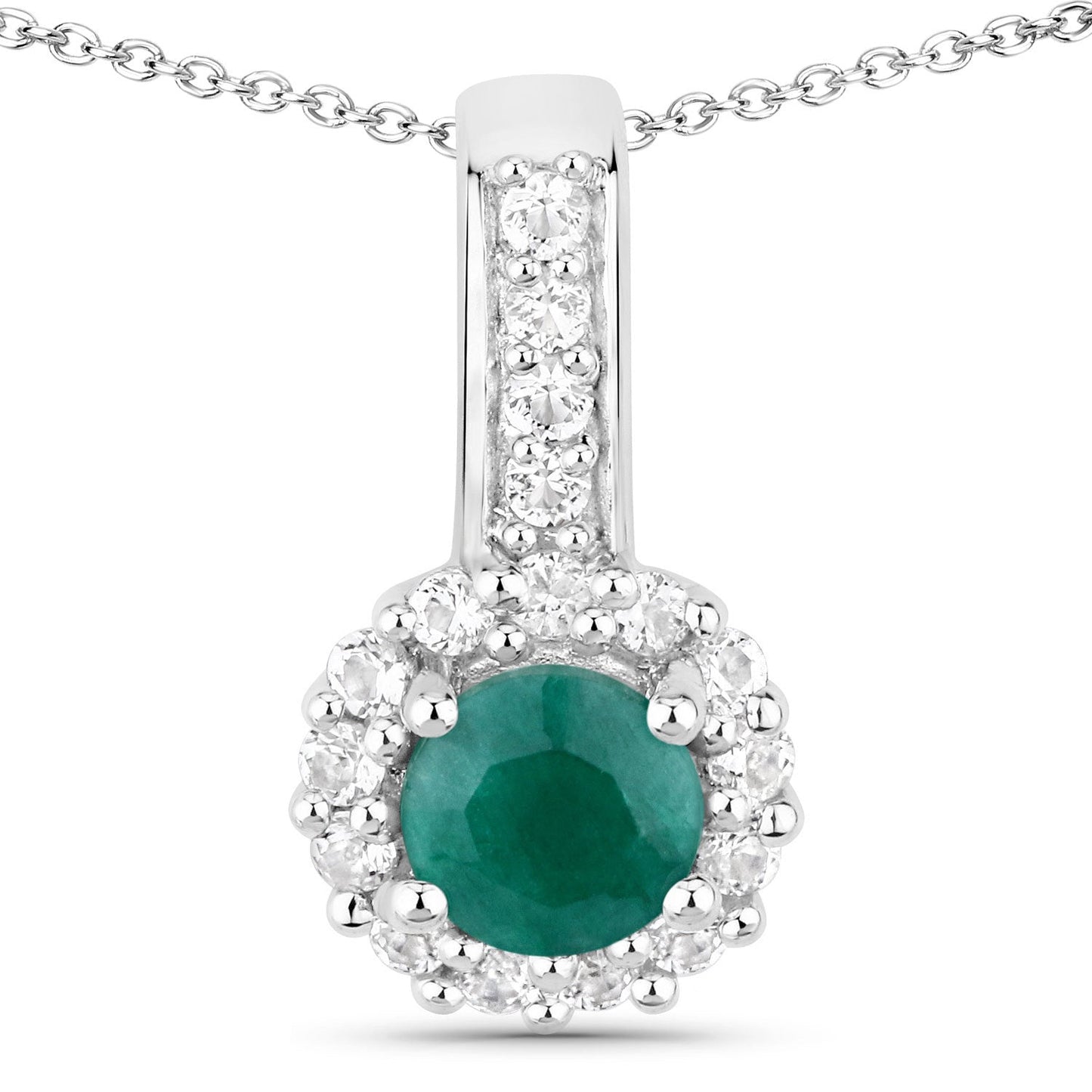 Ensemble de bijoux en argent sterling avec émeraude teinte de 1,81 carat et topaze blanche