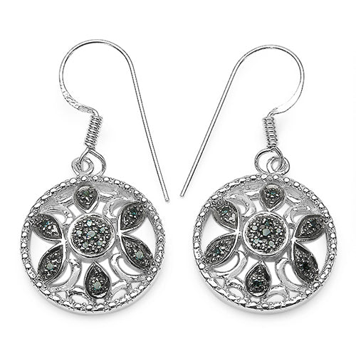 0.18 Carat Genuine Blue Diamond Sterling Silver Earrings