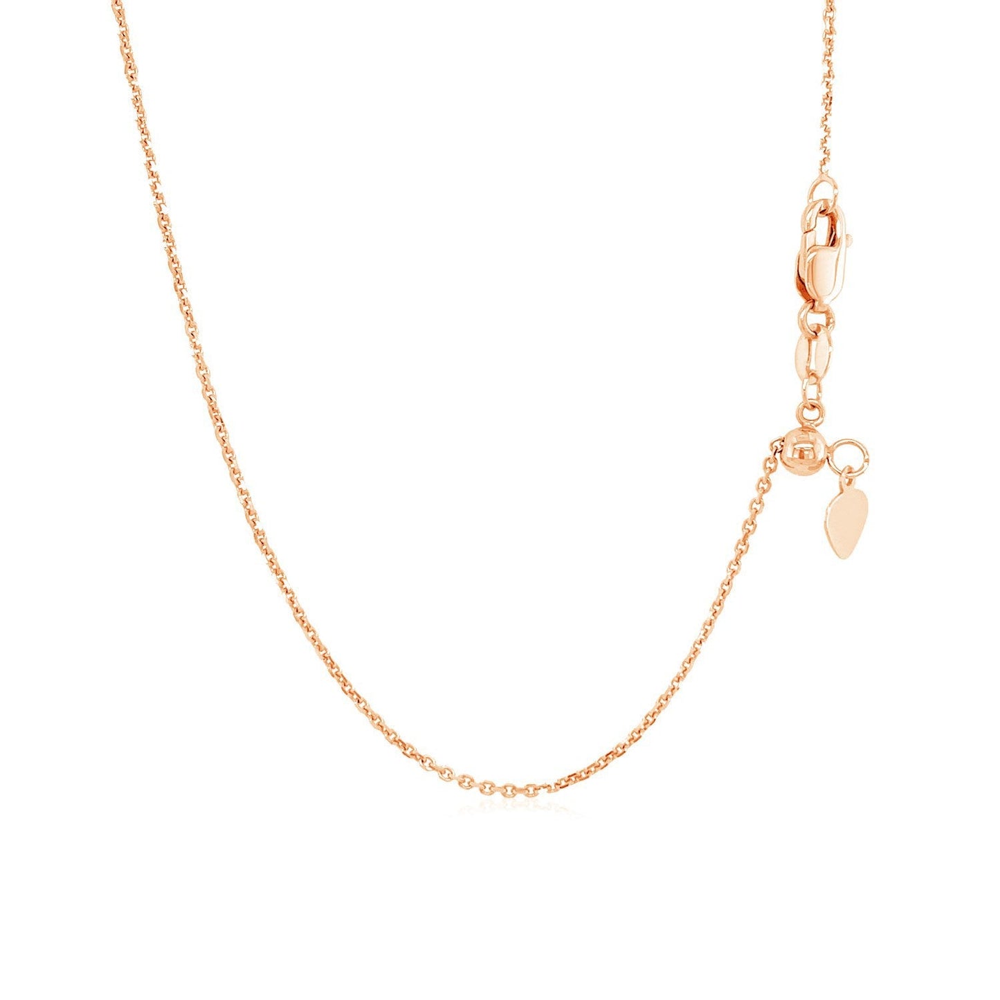 Collar de cadena ajustable de cable de oro rosa de 14k