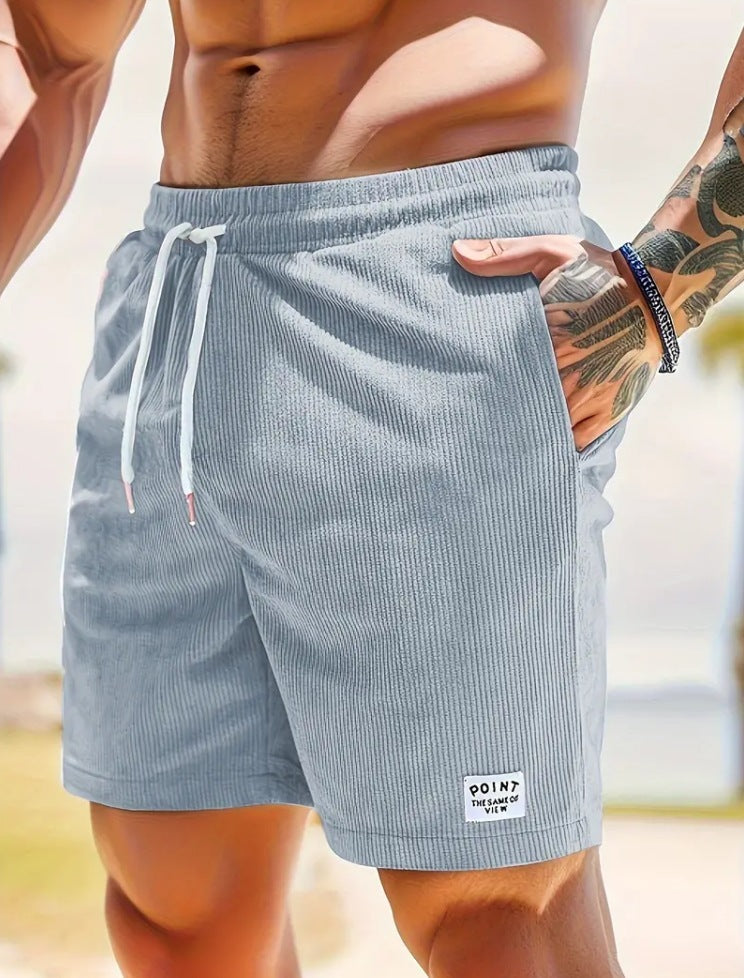 Lace-up Drawstring Corduroy Jogger Shorts for Men