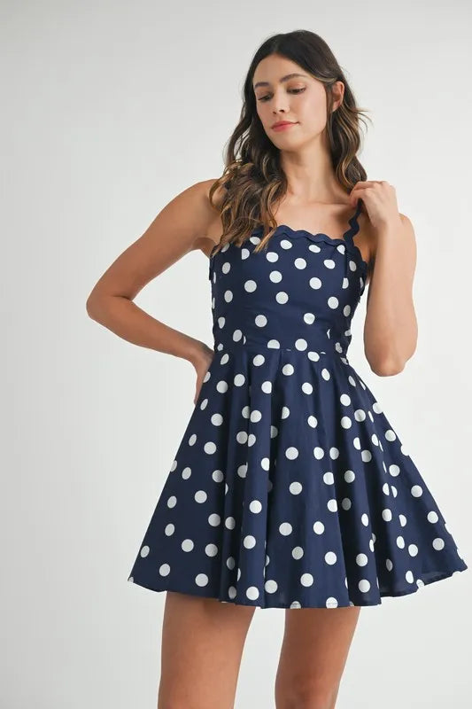 Chic Polka Dot Mini Dress with Unique Ricrac Trim – Perfect for Summer Fun - Korvel