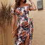 Robe midi charmante à épaules dénudées avec fente