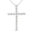 .925 Sterling Silver Cross Pendant Necklace with Diamonds