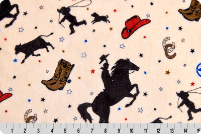 Natural Junior Rodeo Digital Cloud Cuddle Fabric Per Yard