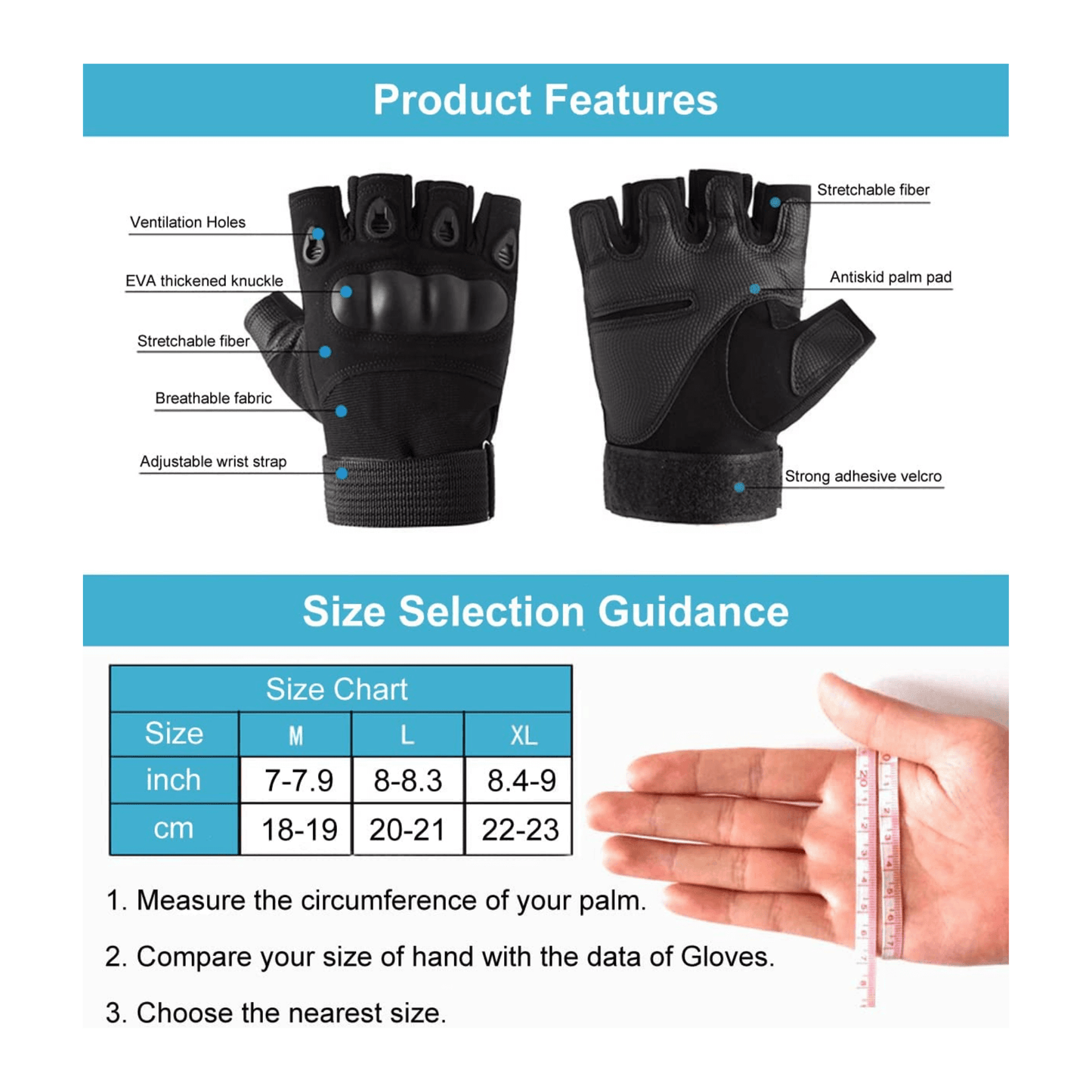 Tactical Fingerless Airsoft Gloves for Outdoor Activities