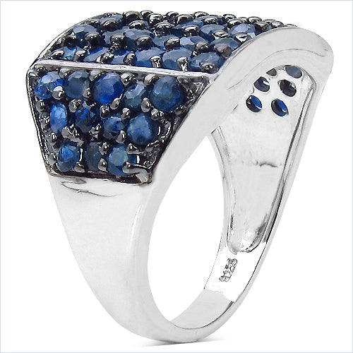 Bague en argent sterling avec saphir bleu véritable de 2,86 carats