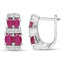 Boucles d'oreilles en rubis remplis de verre de 3,20 carats en argent sterling