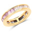 14K Yellow Gold Plated Multi Sapphire Eternity Ring
