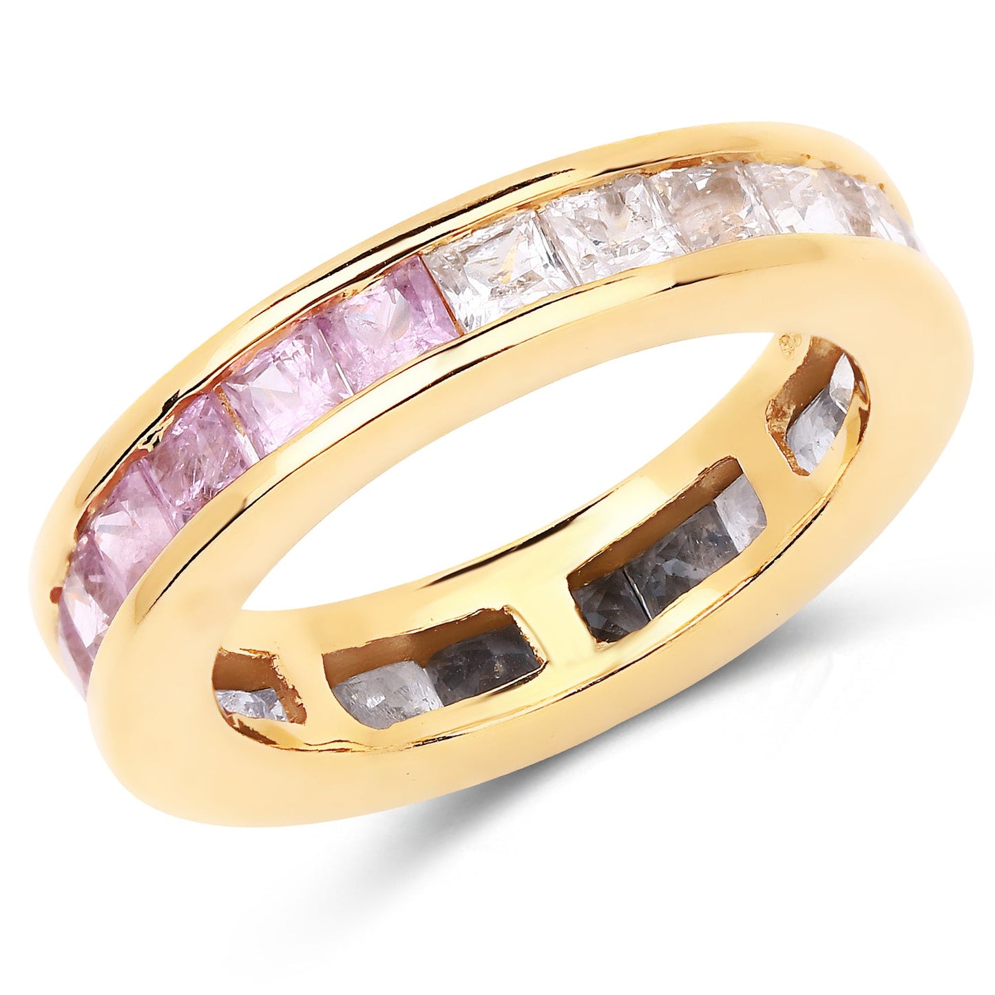 14K Yellow Gold Plated Multi Sapphire Eternity Ring