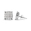 Boucles d'oreilles en diamant princesse en or blanc 10K en forme de coussin