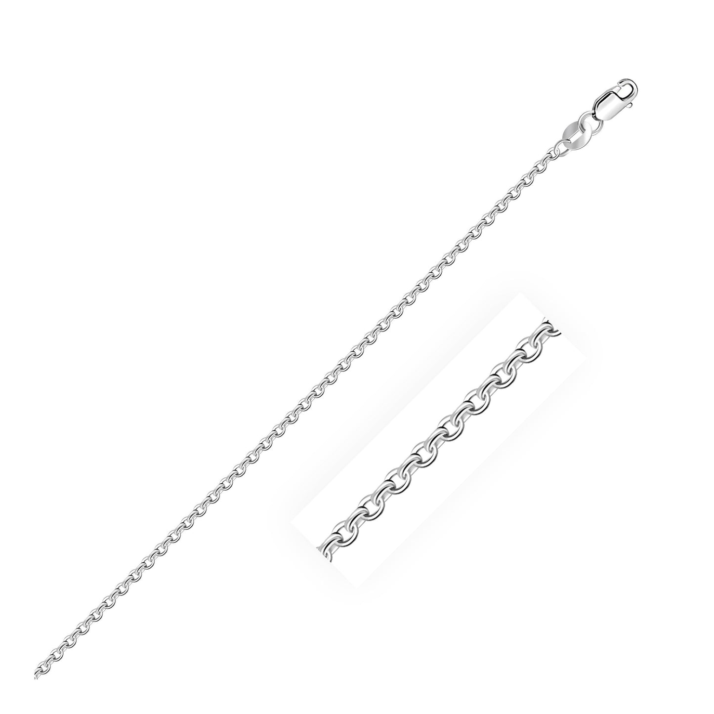 Cadena de eslabones de corte de diamante de oro blanco de 14k - 1.5mm