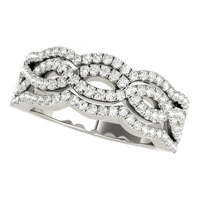 Anillo con Diamantes y Cuatro Curvas en Oro Blanco de 14k