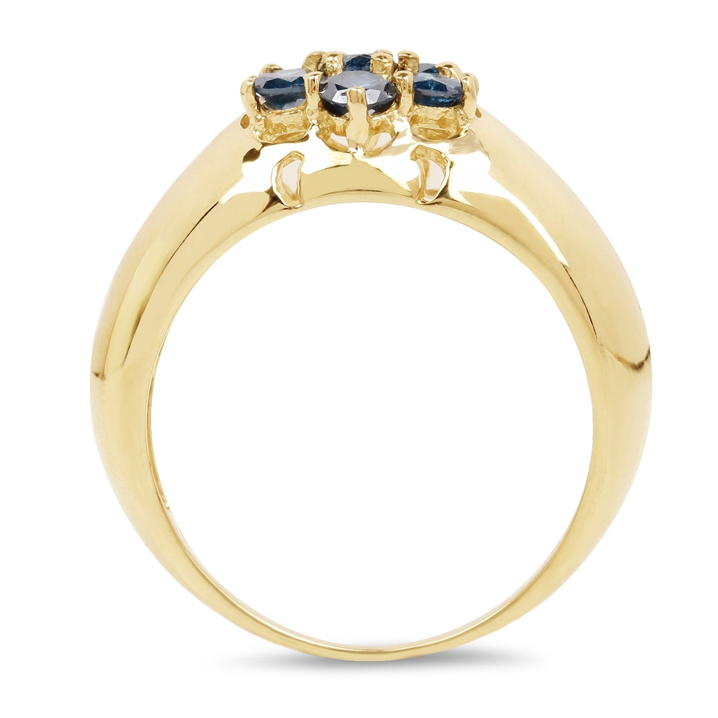 Anillo de Plata Esterlina con Diamante Azul Baño de Oro Amarillo de 14K