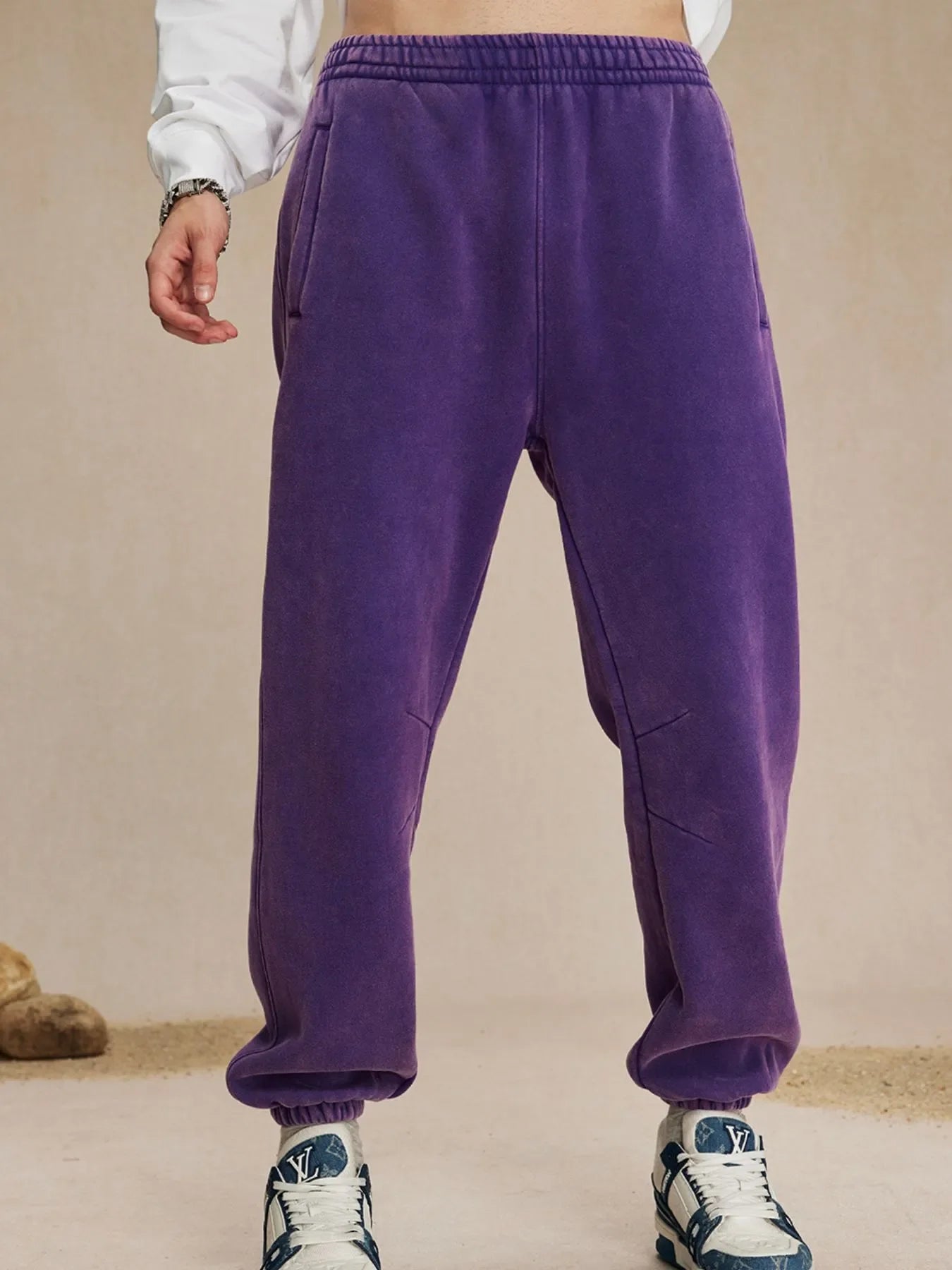 Pantalons de survêtement en coton élastique pour hommes