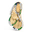 Broche de pétalo de diamante, zafiro y esmeralda en oro amarillo de 18 quilates