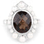 5.75 Carat Smoky Quartz and Pearl Sterling Silver Engagement Ring