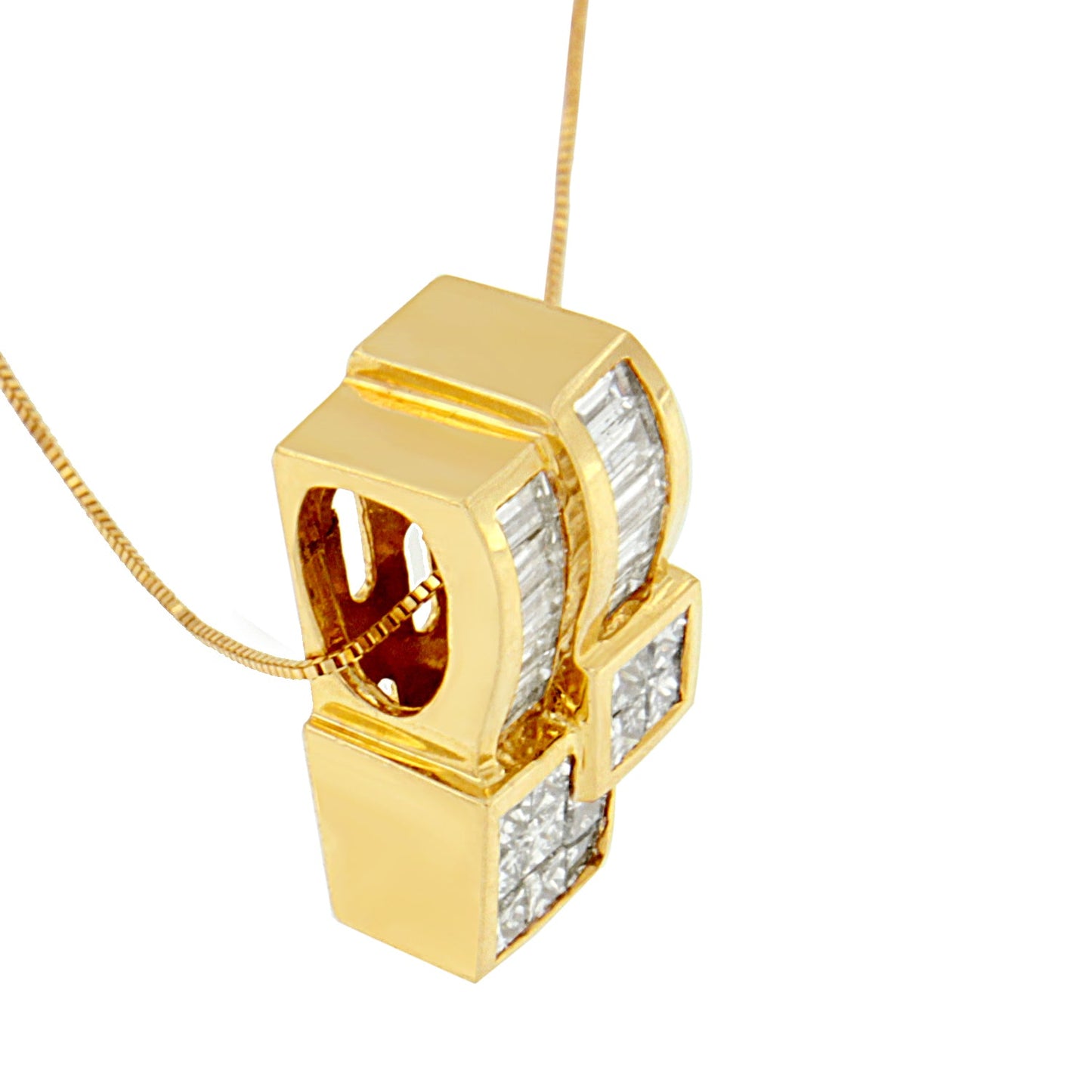 Collier Pendentif Géométrique en Diamant en Or Jaune 14K