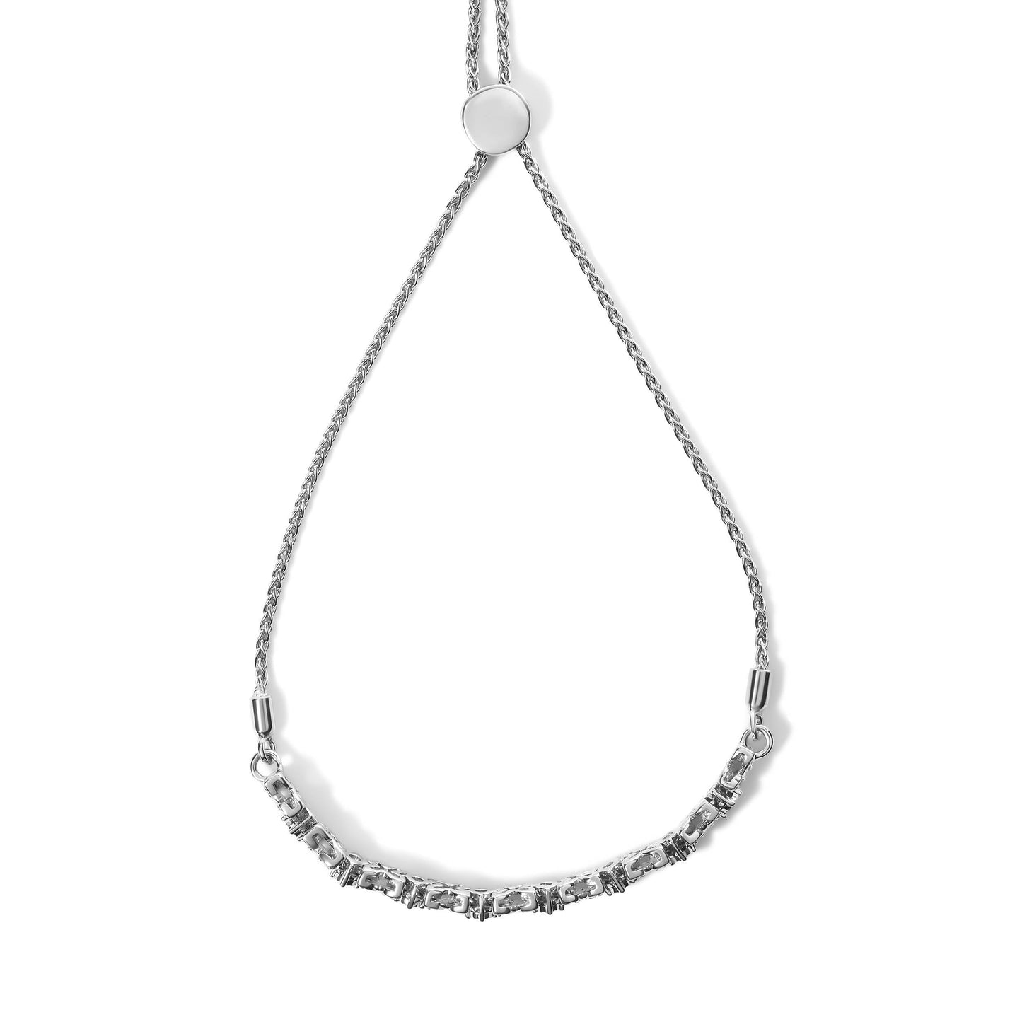 Pulsera Bolo Ajustable de Plata Esterlina .925 con Diamantes