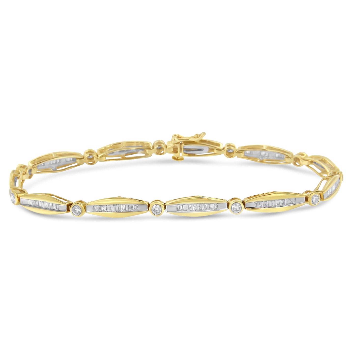 Pulsera de Tenis de Diamantes en Oro Blanco de 14K con Bezel y Eslabones Tapered