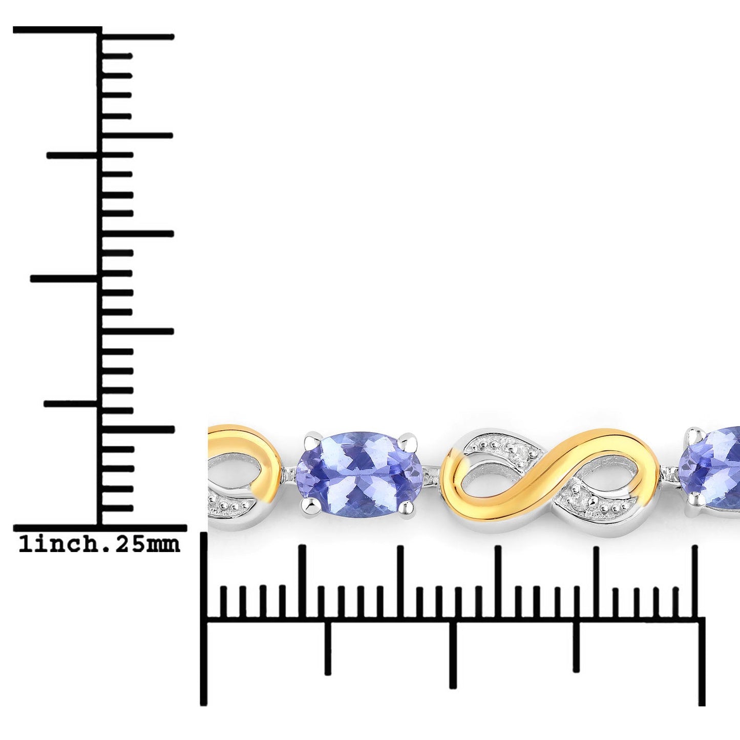 1.79 Carat Genuine Tanzanite & White Topaz Sterling Silver Bracelet