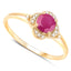 Anillo de Compromiso de Rubí y Diamante de 0.59 Quilates en Oro Amarillo de 14K