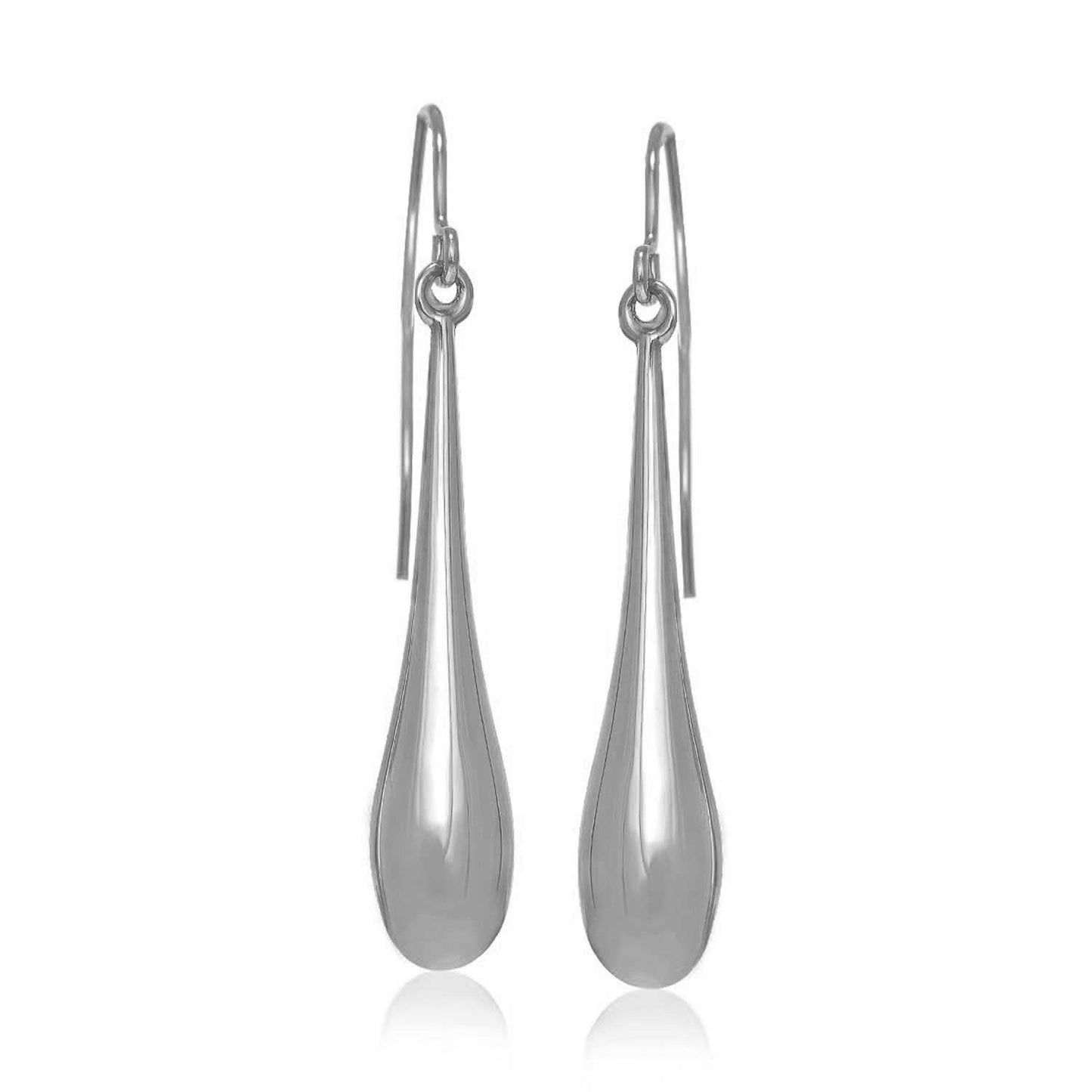 Boucles d'oreilles en or blanc 14k en forme de goutte d'eau polie