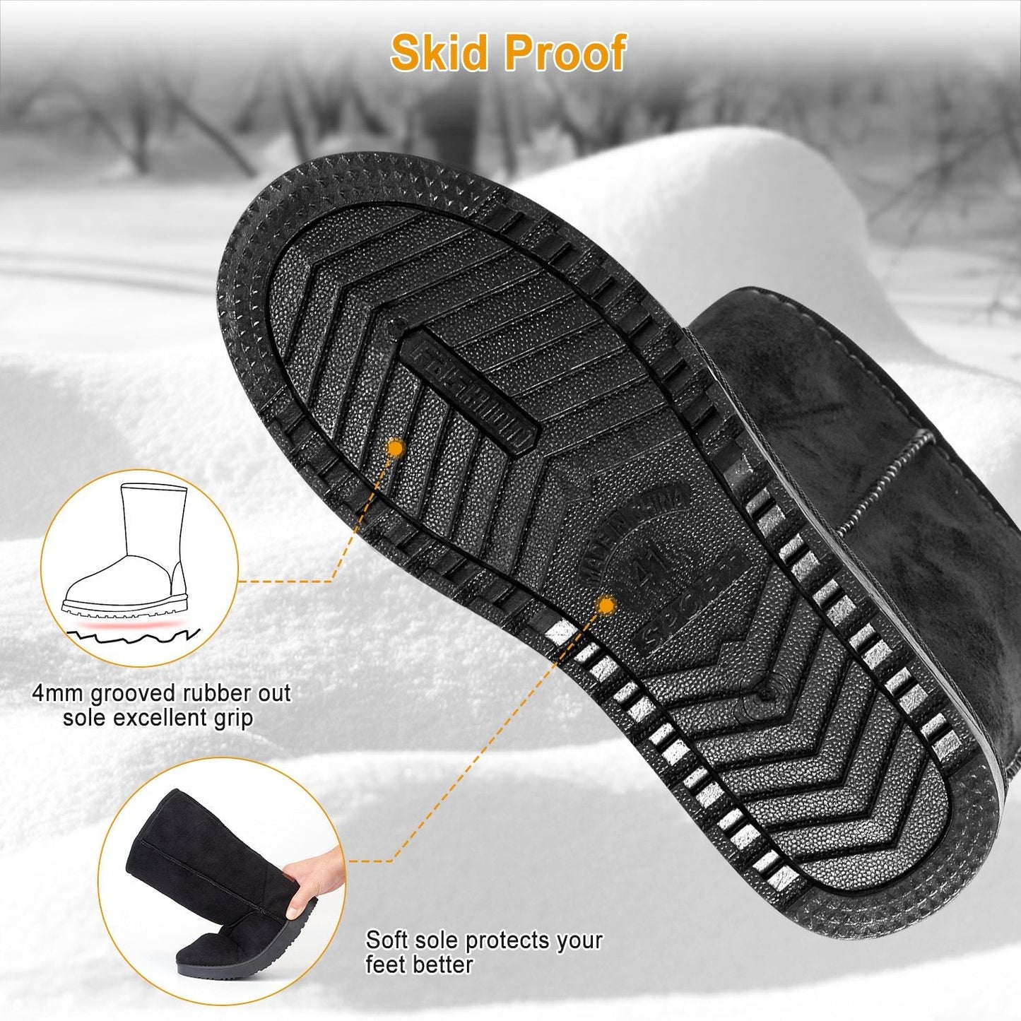 Women's Waterproof Faux Suede Mid-Calf Snow Boots with Fur Lining