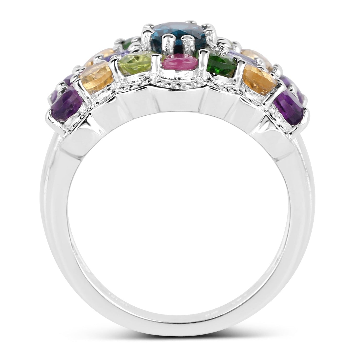 Bague de fiançailles en argent sterling .925 de 4,02 carats avec pierres multiples