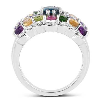 4.02 Carat Multi Stone .925 Sterling Silver Engagement Ring