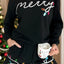 Conjunto de Top de Manga Larga con Cuello Redondo y Pantalones Cortos MERRY con Lentejuelas