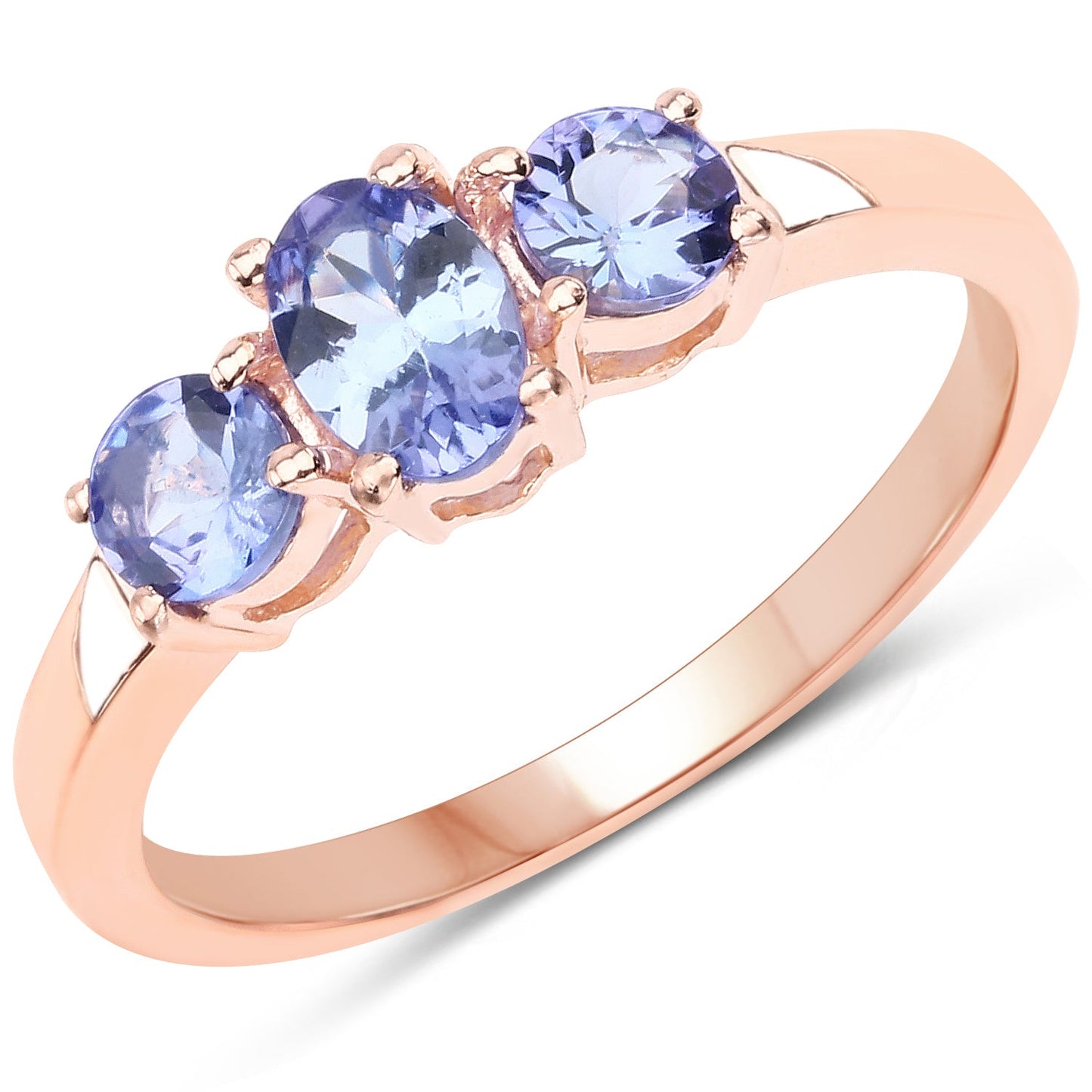 Bague en Tanzanite Plaquée Or Rose 18K en Argent Sterling .925