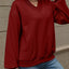 V-Neck Solid Color Casual Sweatshirt
