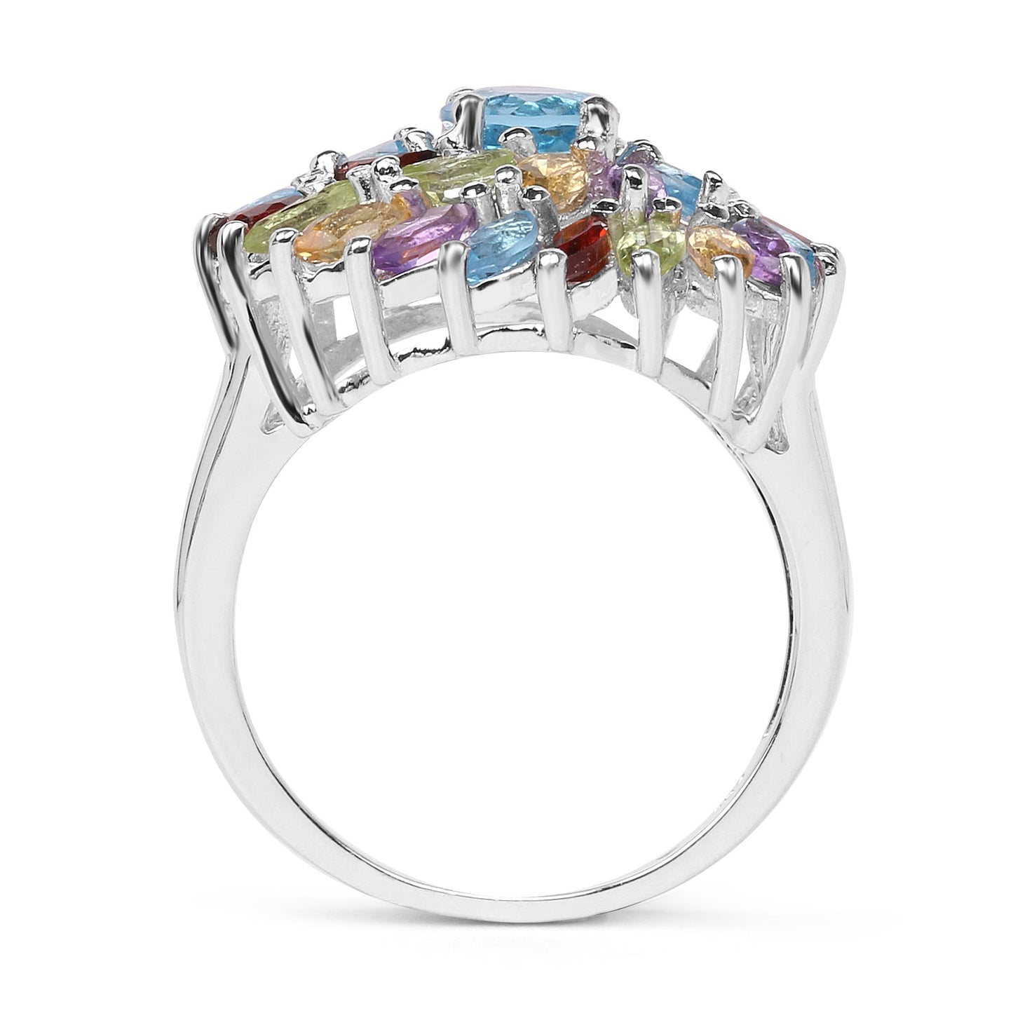 Bague de fiançailles en argent sterling .925 de 3,70 carats avec pierres multiples