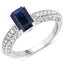 Bague de fiançailles en or blanc 14K avec saphir bleu et diamants de 1,55 carat