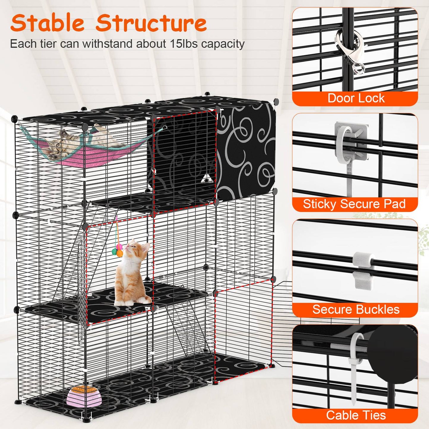 GBruno 3-Tier Playpen with Hammock and Toy Ball