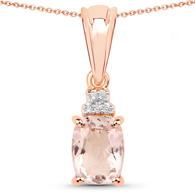 1.12 Carat Genuine Morganite and White Topaz Pendant in Sterling Silver