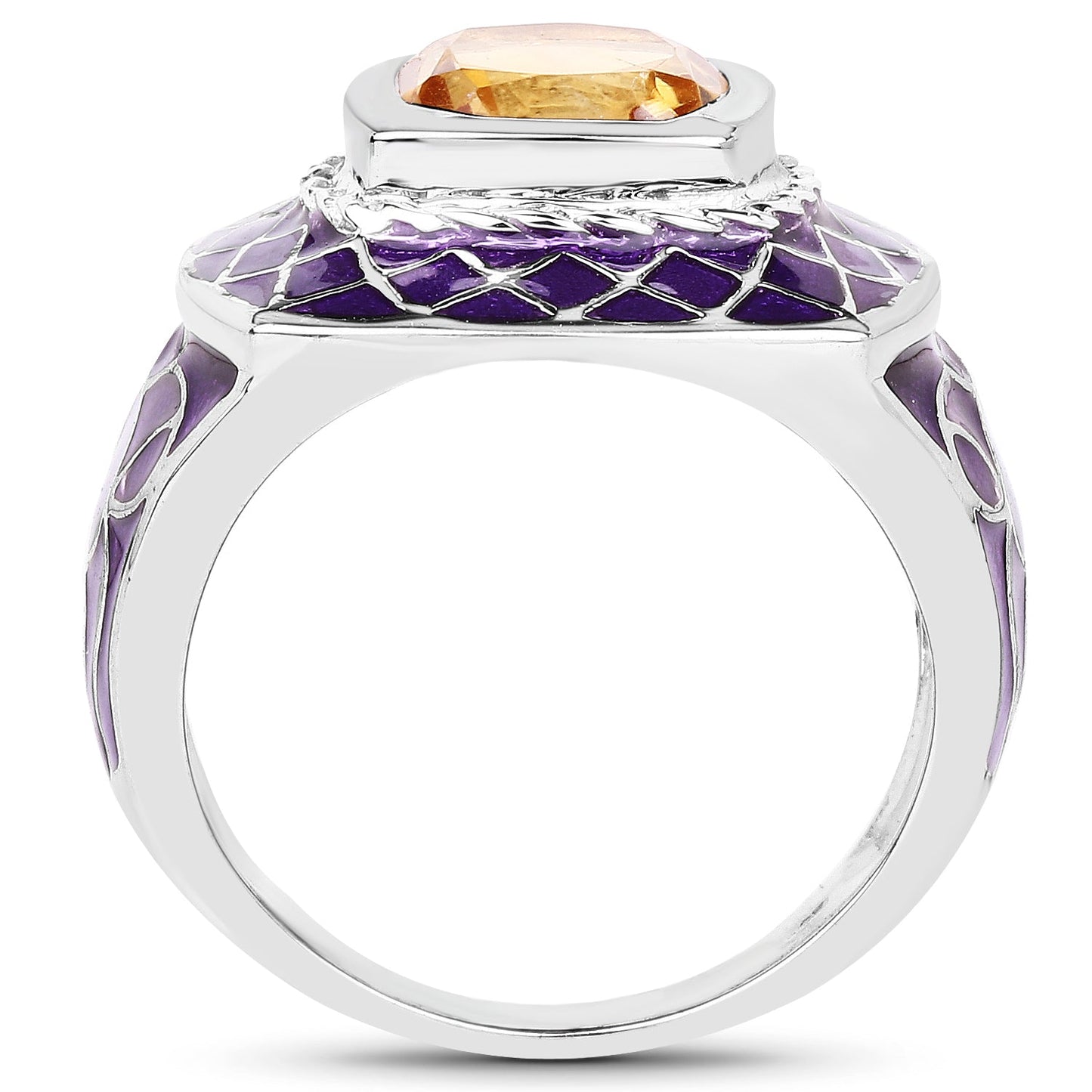 Anillo de Compromiso de Citrino Genuino de 2.00 Quilates en Plata de Ley