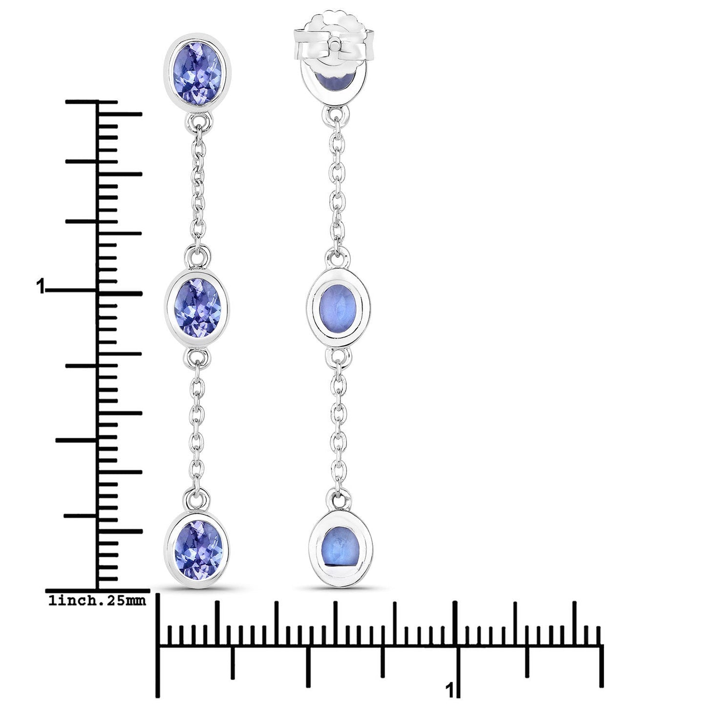 Boucles d'oreilles en argent sterling avec tanzanite véritable de 1,98 carat